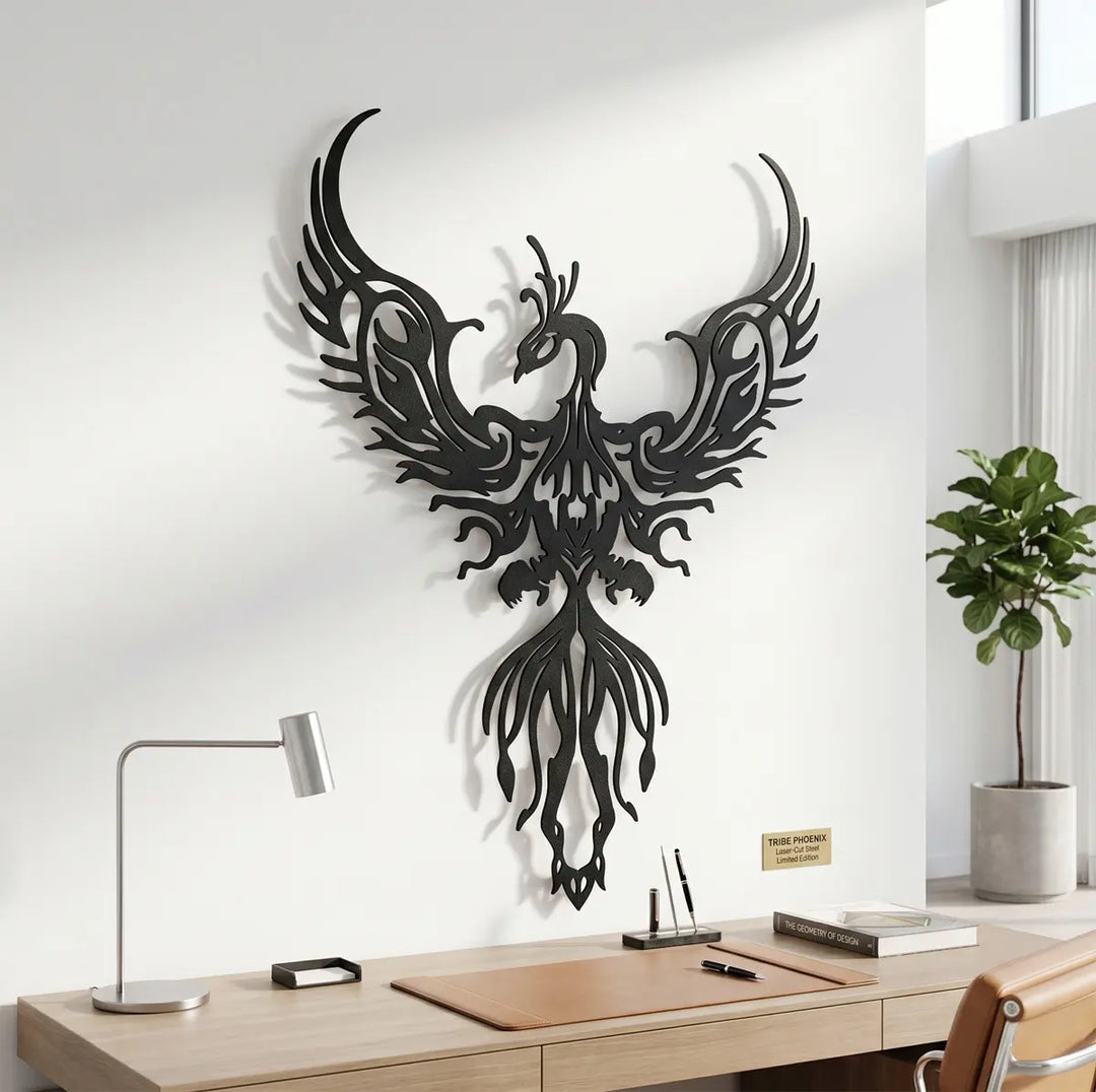 Mythische wanddecoratie feniks voor woonkamer