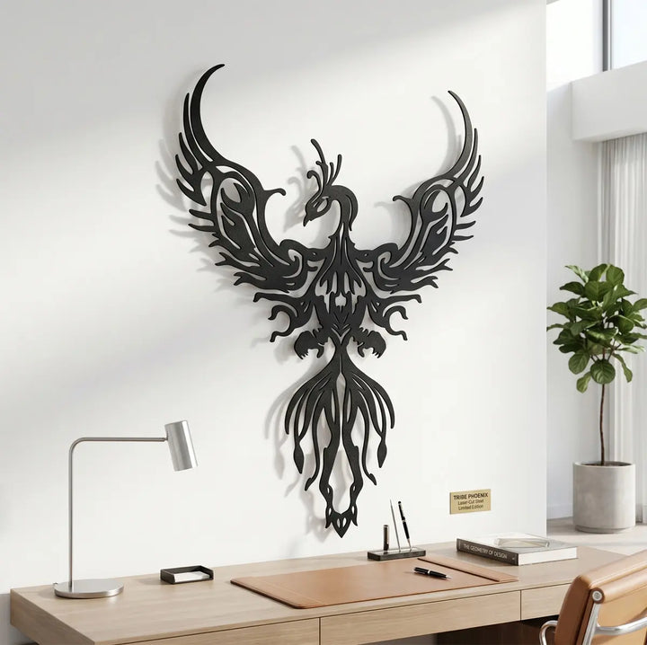 Mythische wanddecoratie feniks voor woonkamer