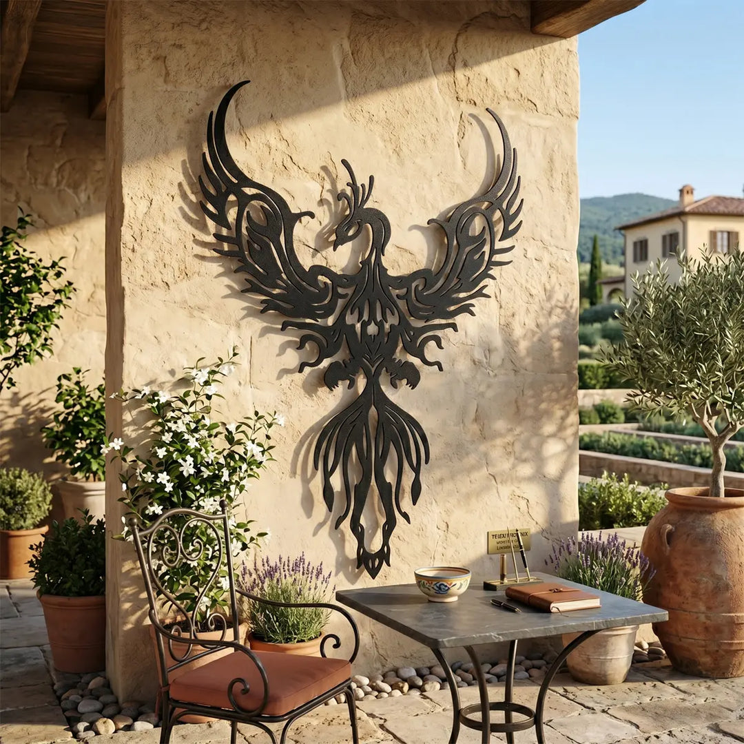 Phoenix Spirit metalen wanddecoratie tribal feniks zwart