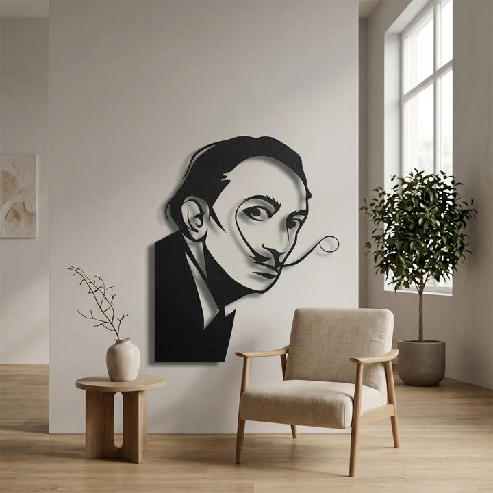Salvador Dali metal wall art iconic mustache silhouette portrait