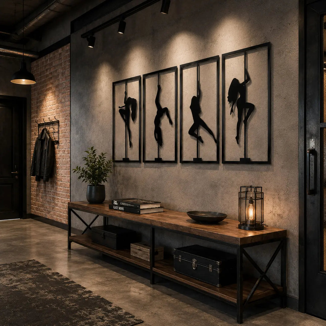 Een energieke en stijlvolle binnenkomst in de hal met deze dansende vrouwen wanddecoratie. An energetic and stylish entry in the hallway with this dancing women wall decor.