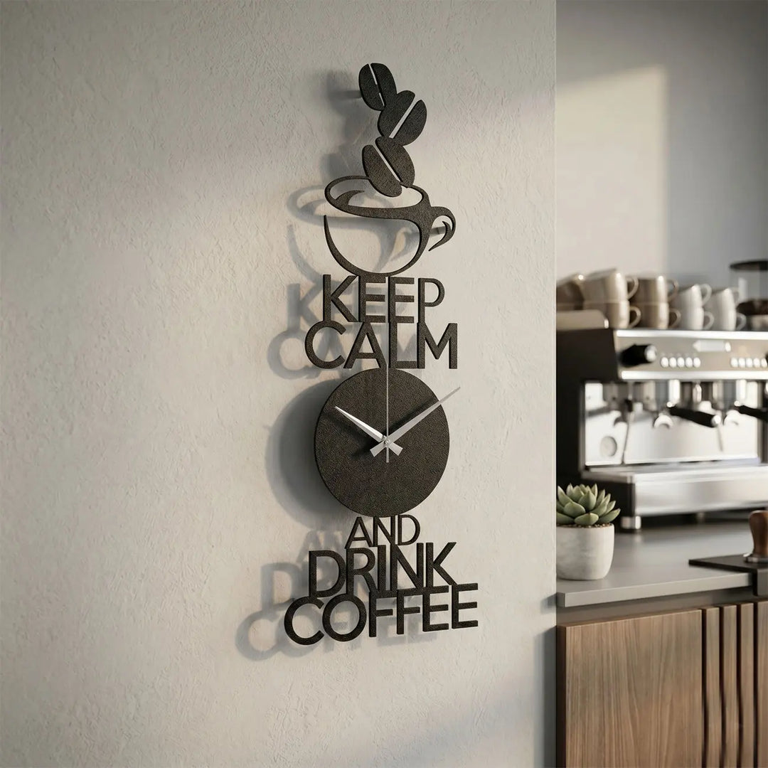 Exclusieve metalen wanddecoratie voor de perfecte koffiehoek - Barista Mantra Wandklok Zwart - Storetta