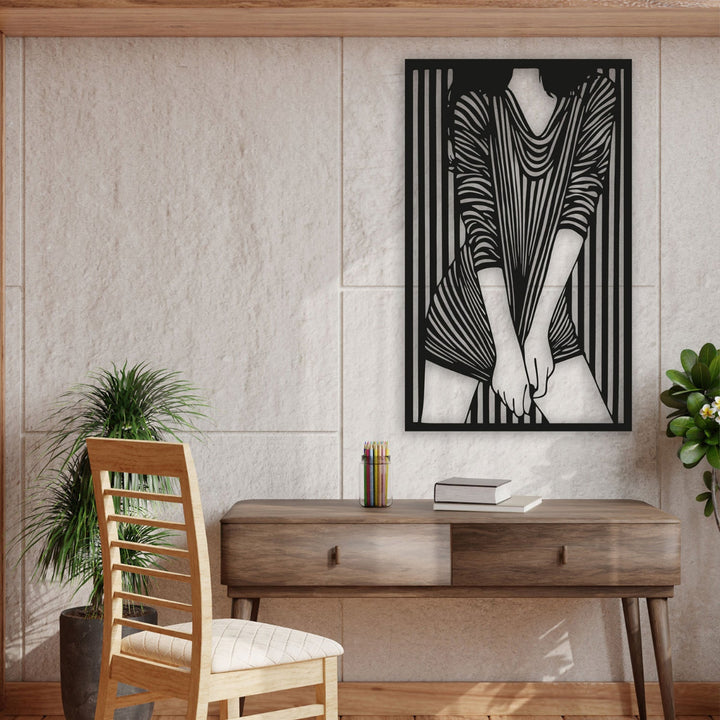metalen wanddecoratie vrouw silhouet zwart