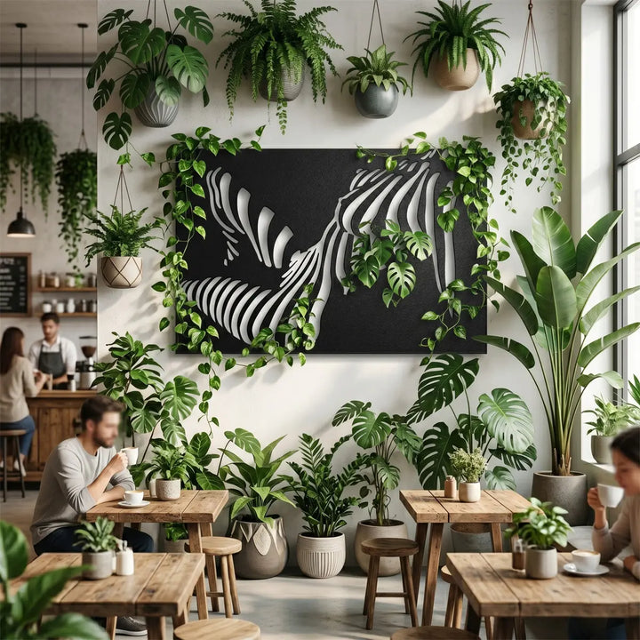 Vrouw silhouet wanddecoratie 3D schaduweffect metaal zwart