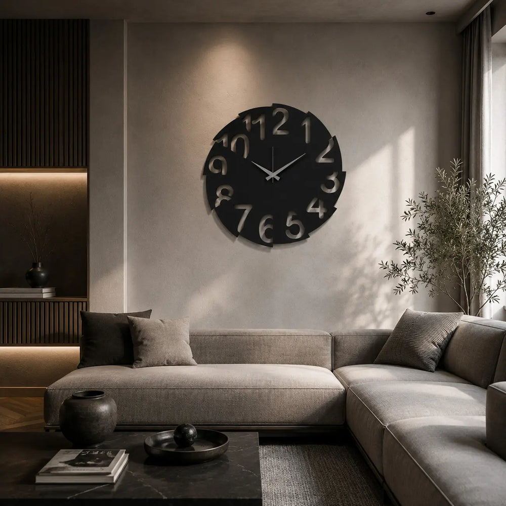 Geef je woonkamer een dynamische upgrade met de 'Vortex Motion' wandklok. Een abstract kunstwerk en klok in één. Matzwart en uniek!